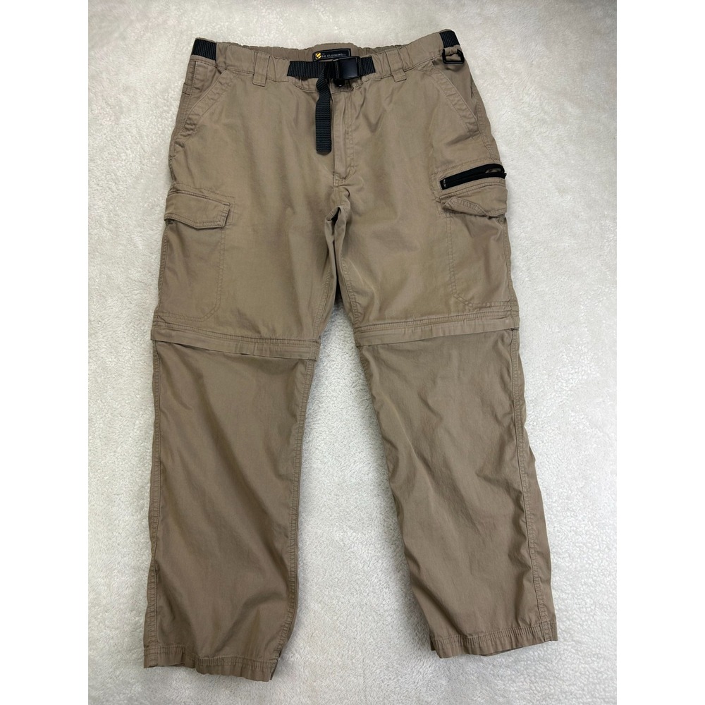 BC Clothing Convertible Cargo Pants Mens XLx30 Tan Stretch Utility Pocket Belted